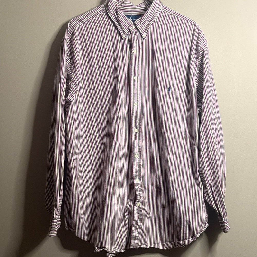 Ralph Lauren Classic Fit Multi-colored Striped Button-Down Shirt 2XB